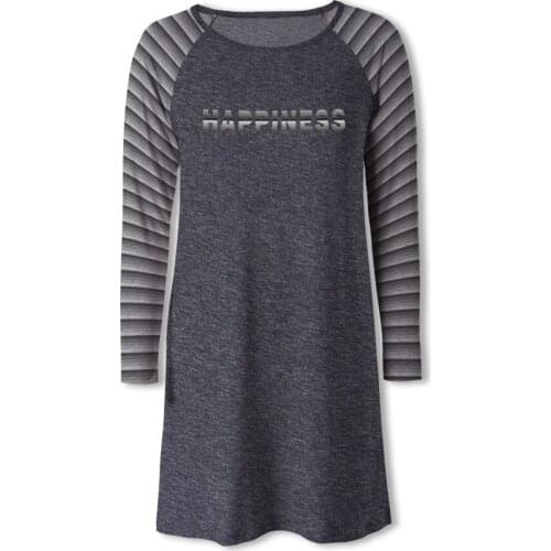 Neatie Kiddie Night Sleep Wear Casual Clothes Women Nightgowns Long Sleeve Loose Letter Stripe Print Lady Sleep Short Home Dress