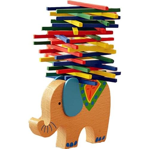 Kids Educational Color stick balance wooden toy children hands-on puzzle parent-child game elephant balance Toys Gift L0224