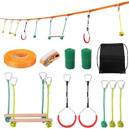 Children climbing equipment Ninja Rope Ninja Line Obstacle Training Equipment Kids Fun Slack Line Outdoor Childrens Carabiner