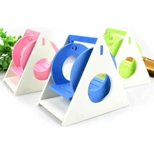 1Pcs Home Hamster Toy Chinchillas Cartoon Fitness Squirrel Anti-Mite Small Pet Ecological Wood Triangle Swing Gift Hedgehog