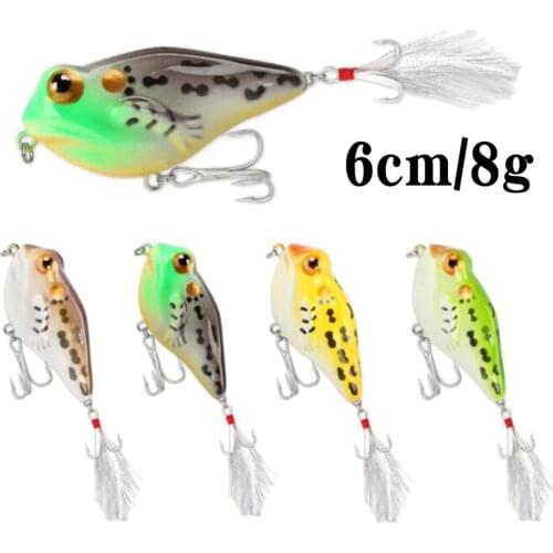 1pcs Quality Whopper Plopper 60mm/8g Top Water Popper Fishing Lure Hard Bait Wobblers Rotating Soft Tail Fishing Tackle