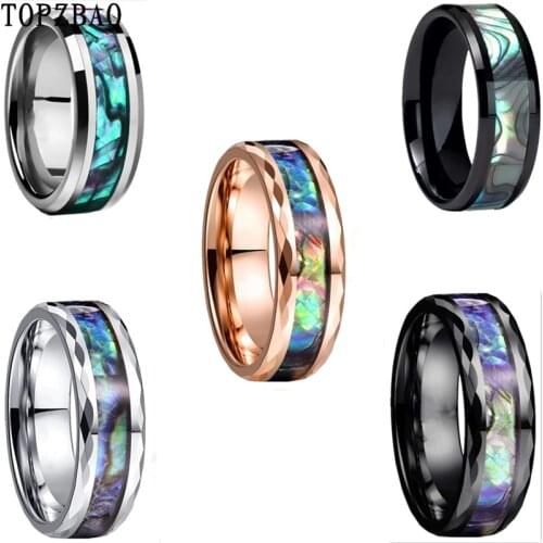 8mm VIP rings stainless steel jewelry abalone shell inlaid epoxy craft ring fashion luxury exquisite jewelry accessories