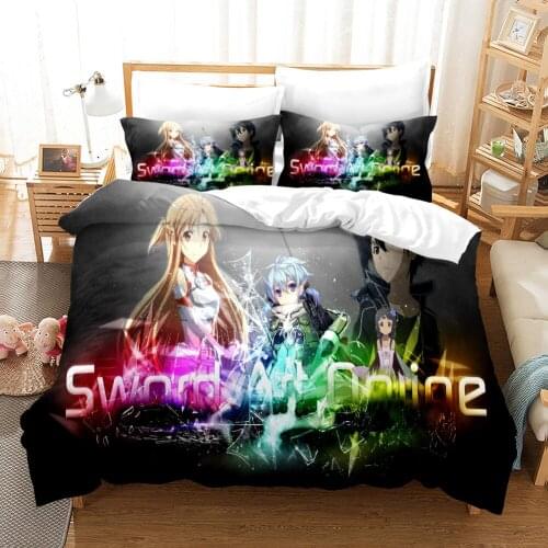 Anime Sword Art Online Bedding Set High Quality 3D Printed Pattern Duvet Cover with Pillow Case 2/3pcs Bedroom Luxury Bed Sets