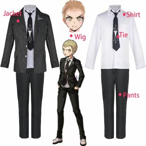Super Danganronpa 2 Kuzuryuu Fuyuhiko Cosplay Costume Jacket Tie Uniform Wig Cosplay Anime Game Halloween Costume For Women Men