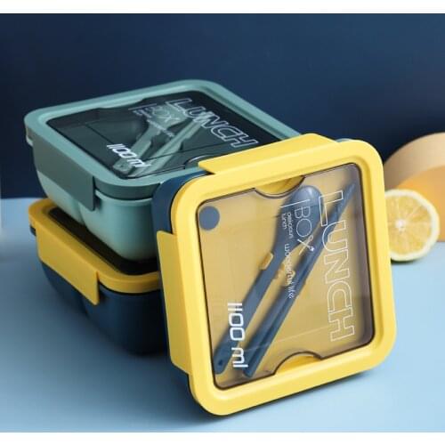 Microwave Lunch Box Portable Healthy Bento Boxes Leak-Proof Square lunch box With Tableware for kids Student Food Container