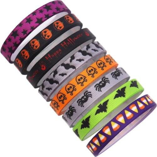 3/8Inch X 5 Yard Halloween Cartoon Ribbon Ribbon Rib Ribbon Ribbon Party Decoration Ribbon M-21711-1039