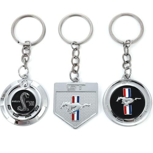 Metal 3D Car Keychain Running Horse Emblem Badge KeyChain keyring Key Chain for Ford Mustang Shelby GT 350 500 Cobra Car Styling