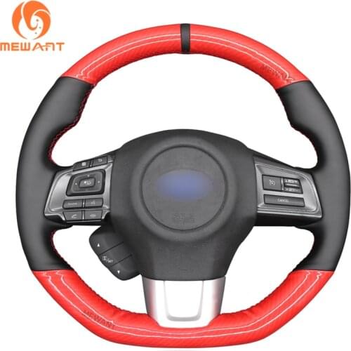 MEWANT Black PU Carbon Fiber Hand Sew Car Steering Wheel Cover for Subaru WRX (STI) Levorg 2015 2016 2017 2018 2019
