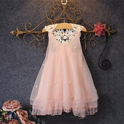 Cute Baby Girls Princess Party Dress Children Girl Sleeveless Beading Mesh Vest Tulle Gown Dresses 1-11 Years
