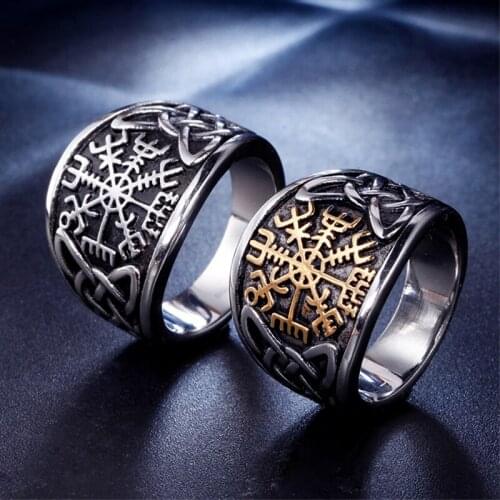 Viking Mens Ring Fashion Personality Punk Stainless Steel Compass Ring Biker Accessories Boyfriend Gift Wholesale