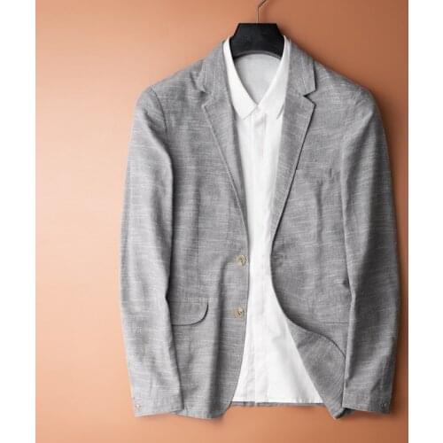 2021 classic High Quality Linen Cotton Men Spring Thin Coat Youth Fashion Single Breasted Casual Blazers Suits Plus Size M-4XL