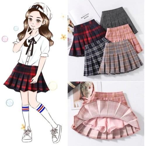 New Plaid Summer Girl Women Skirt 2020 High Waist Stitching Student Pleated Skirts Girl Ladies Cute Sweet Girls Dance Mini Skirt
