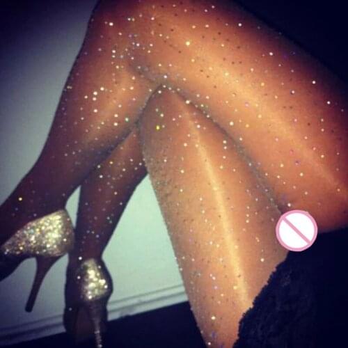 New 2021 Womens sexy oil Shiny Rhinestone pantyhose satin diamonds Stockings resille Fitness lingerie plus size tights