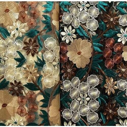 New high-grade three-dimensional flower clusters mesh embroidery lace fabric