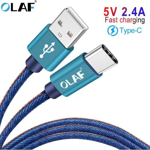 OLAF 1M 2M USB C Cable for Xiaomi Mi 8 2.4A USB Type C Cable Fast Charge Data Cable for Samsung Galaxy S9 S8 Note 9 USB Charger