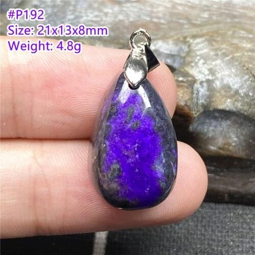 Necklace Pendant Natural Royal Purple Sugilite Jewelry For Women Man Healing Crystal 21x13x8mm Beads Silver Anticancer Stone AAA