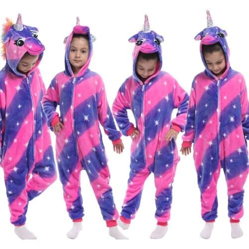 Panda Leopard Unicorn Pajamas One Piece Hooded Onesie for Kids Baby Sleepwear Homewear Children Pyjamas Unicorn Kigurumi Pajama