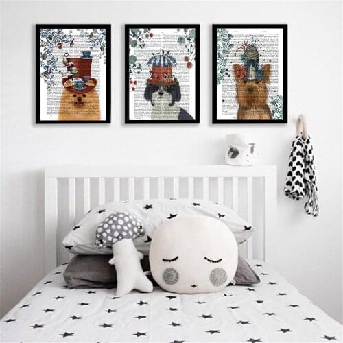Posters Vintage Wall Pictures Home Decor Baby Room Decor leaf Vin Paper Dog Pictures Hanging Wall Art Retro Quotes Quadros