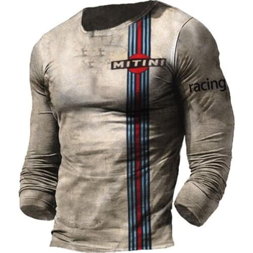 Mens Casual Plus Size Mens T-Shirt Spring And Autumn New Fashion Long-Sleeved Mens Street Wear O-Neck Print T-Shirt