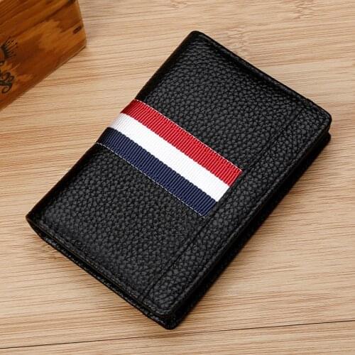 Luxury brand Wallet Antitheft Scanning Leather Wallet Hasp Leisure Mens Slim Leather Mini Wallet Case Credit Card Purse