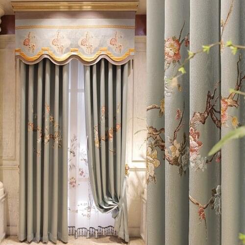Curtains for Living Dining Room Bedroom Luxurious Atmosphere Alone New Chinese High-precision Shading Fabric Embroidery Included