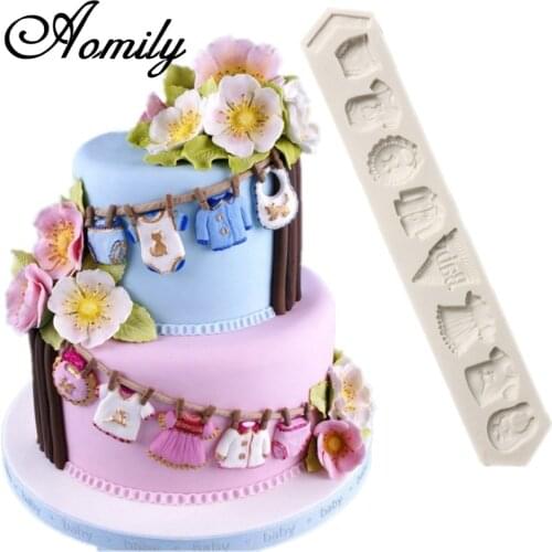 Aomily Baby Clothes Pants Silicone Mold Fondant Molds Chocolate Candy Moulds DIY Baby Series Cake Decorating Molds Baking Tools