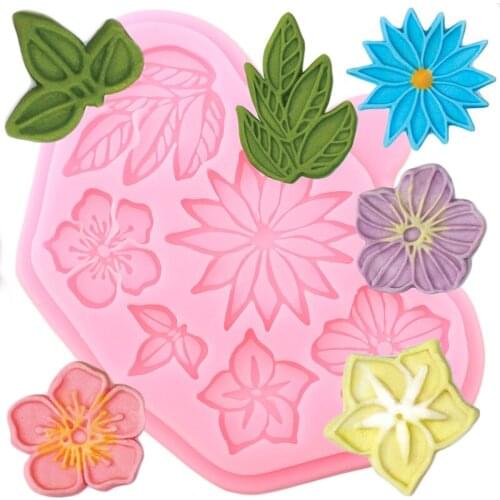 Flower Silicone Molds Leaves Cake Border Chocolate Fondant Mold Cupcake Topper Candy Polymer Clay Moulds Cake Decorating Tools