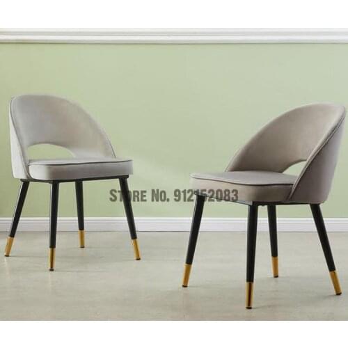 Nordic minimalist fabric light luxury dining chair with armrests home dining table and chair restaurant backrest stool makeup ma