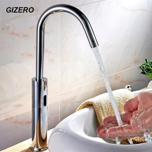 Contemporary Automatic Sensor Faucet Hands Free for Hotel/Hospital/Airport Chrome Polished Single Cold Sense Torneira ZR1018