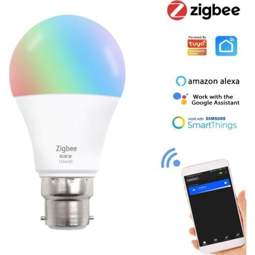 Tuya Zigbee 9W/10W B22 Smart Home LED Light Bulb Timer RGBCW Smart Lamp Bulbs App Tuya Smart Life Smartthings Alexa Google Home