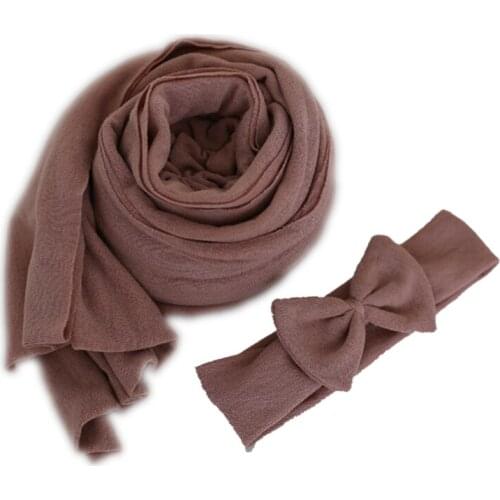 Knit Stretch Wrap Set Baby Photo Wrap Posing fabric Layer Jersey Wraps Newborn Swaddle Blanket Photography Props Baby Headband