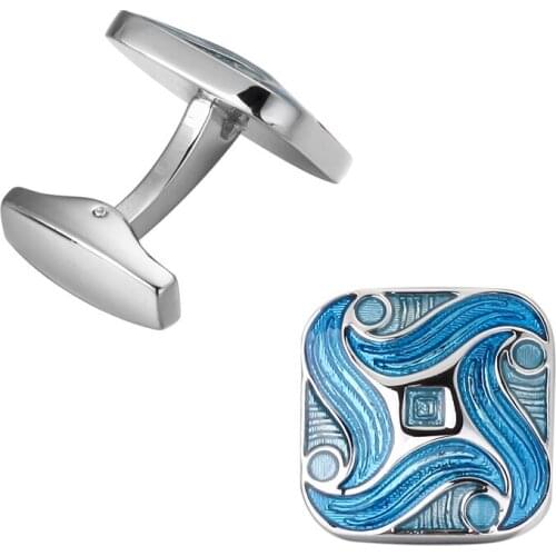 KC high quality copper blue waves men French shirt Cufflinks Wedding Cufflinks wholesale manufacturers