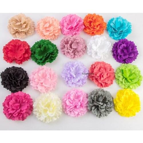 50pcs/lot 11CM 20colors Hair Clips Chic Peony Flower For Children Hair Accessories Artificial Fabric Flowers For Baby Headbands