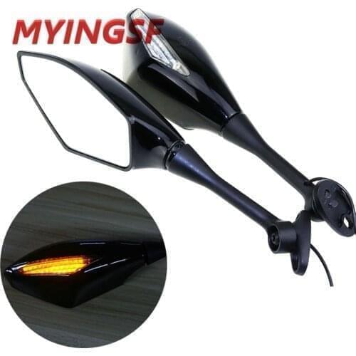 Motorcycle INTERGRATED LED Turn Signals Rearview Mirror For Honda CBR 250 500 600 1000RR / RVT1000R Suzuki Yamaha YZF R6