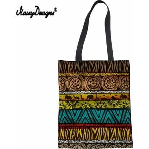 Women African Style Shopping Bag Foldable Cotton Reusable Grocery Bags Tote Bag Blank Leisure Lady Womens Shopping bag Custom