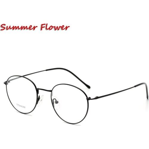 Women Retro Eyewear Round Prescription Glasses Frame Men Titanium Vintage Top Quality Optical Eyeglass Light Weight