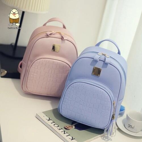 Beibaobao Stone sequined female preppy style small backpack women backpack leather school bags for teenager girls