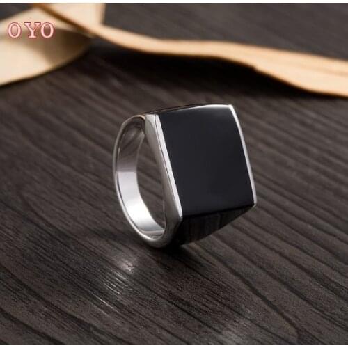100% real 925 silverRetro smooth face Middle East popular ring for man fashion mens ring