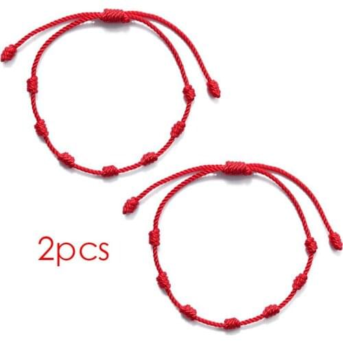 2Pcs Evil 7 Knots Red String Bracelet for Protection Eye Good Luck Amulet for Success and Prosperity Friendship Bracelet