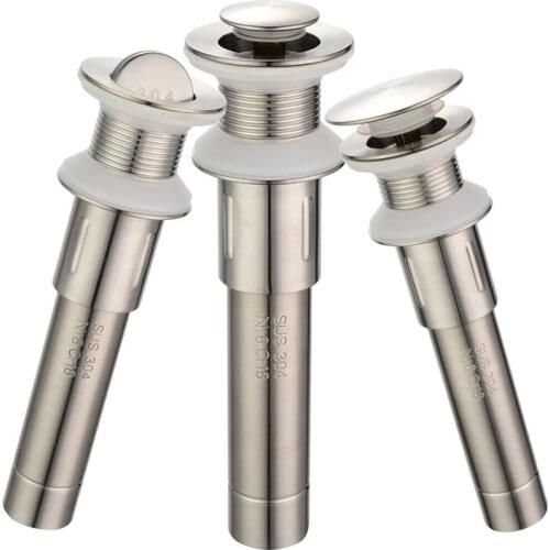 304 steel Pop Up sink Drain Stopper with Overflow Lavatory Basin Drain without Overflow Filter Catcher Basin Faucet Accessories