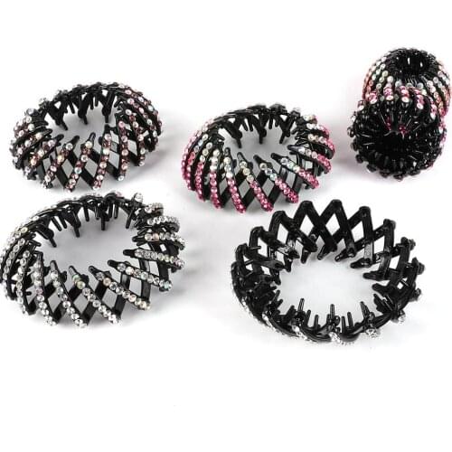 4.5cm Rainbow Color CZ Round Multi-Layer Women Hair Twist Styling Clip Stick Bun Maker DIY Hair Braiding Tools Hair Accessories