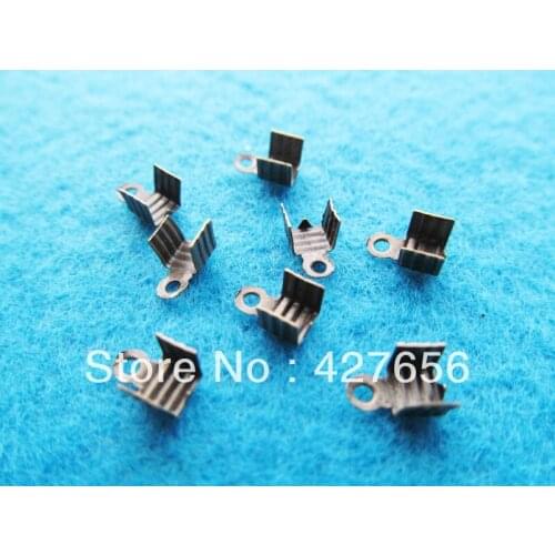 4mmx7mm Antique Bronze Ribbon Leather Cord Crimp End Caps, Fastener Clasps, Connector,Crimp Beads