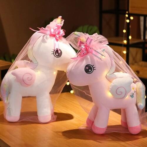 40/60/80cm New Standing 3 Colors Unicorn Plush Toy Soft Stuffed Colorful Horse Doll Valentines Gift For Lovers Kawaii Gifts