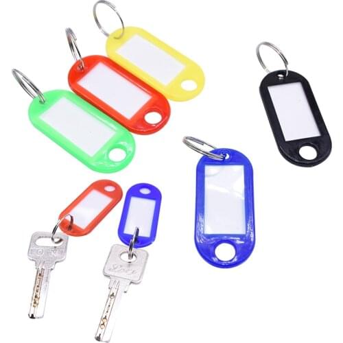 50pcs Plastic Keychain Key ID Label Numbered Name Keyring Tags With Split Ring for Baggage Luggage Metal Key Chains Key Rings 7z