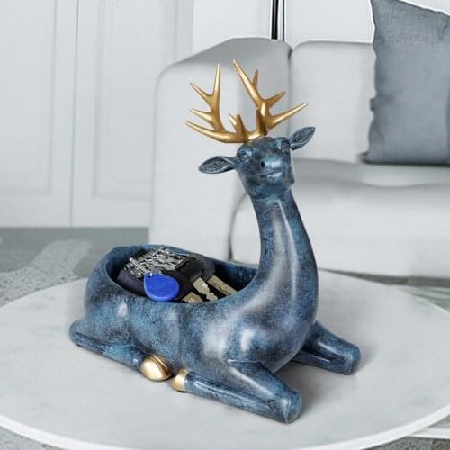 HOME DECORATION ACCESSORIES MODERN FOR HOME DESKTOP KEY PHONE STORAGE BOX FOR LIVING ROOM ORNAMENTS RESIN DEER FIGURINES GIFTS