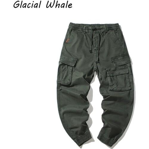 GlacialWhale Mens Cargo Pants Men 2021 Solid color jogging mens pants Streetwear Oversized Hip Hop Side Pockets Pants for Men