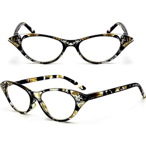 CLARA VIDA 2paires!!! Cat Eyes Ultralight PC Frame for Women Comfortable Spring Legs Reading Glasses +1.0 +1.5 +2.0 To +4.0