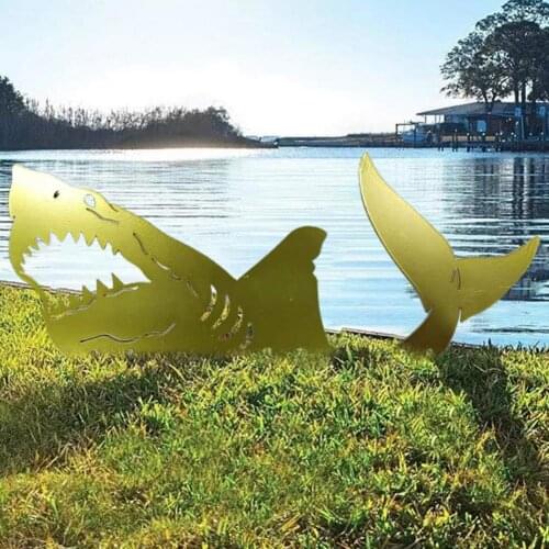 Shark Decoration Insert Design Exquisite Workmanship Multi-purpose Funny Wrought Iron Shark Decoration for Yard