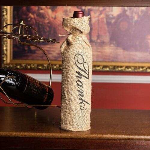 Jute Burlap Wine Bottle Cover Gift Bag Wedding Christmas Party Merci Thanks Jute Wine Bags 12*30cm Champagne Bottle Covers