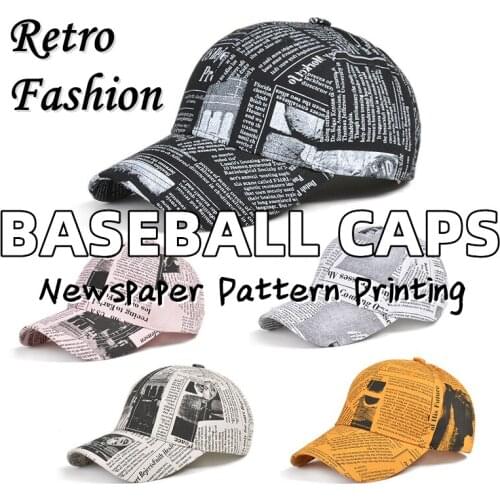 Newspaper Pattern Caps Baseball Cap Sun Hat Retro Style All-match Summer Sunscreen Sun Visor Sports Cap Woman Fashion Street Cap